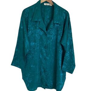 Vintage Victoria's Secret Sleep Shirt Womens Size M/L‎ Green Button Front